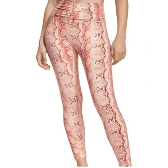 Victoria's Secret Pants - Victoria’s Secret Love Cloud Rouched Leggings Pink Cream Snake Size XL